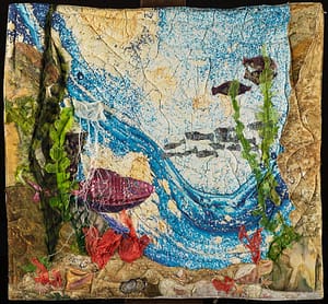 seascape exhibit fiber art of marine life